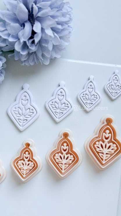 Flora Wren Polymer Clay Cutter: Folk Floral Design for Earrings