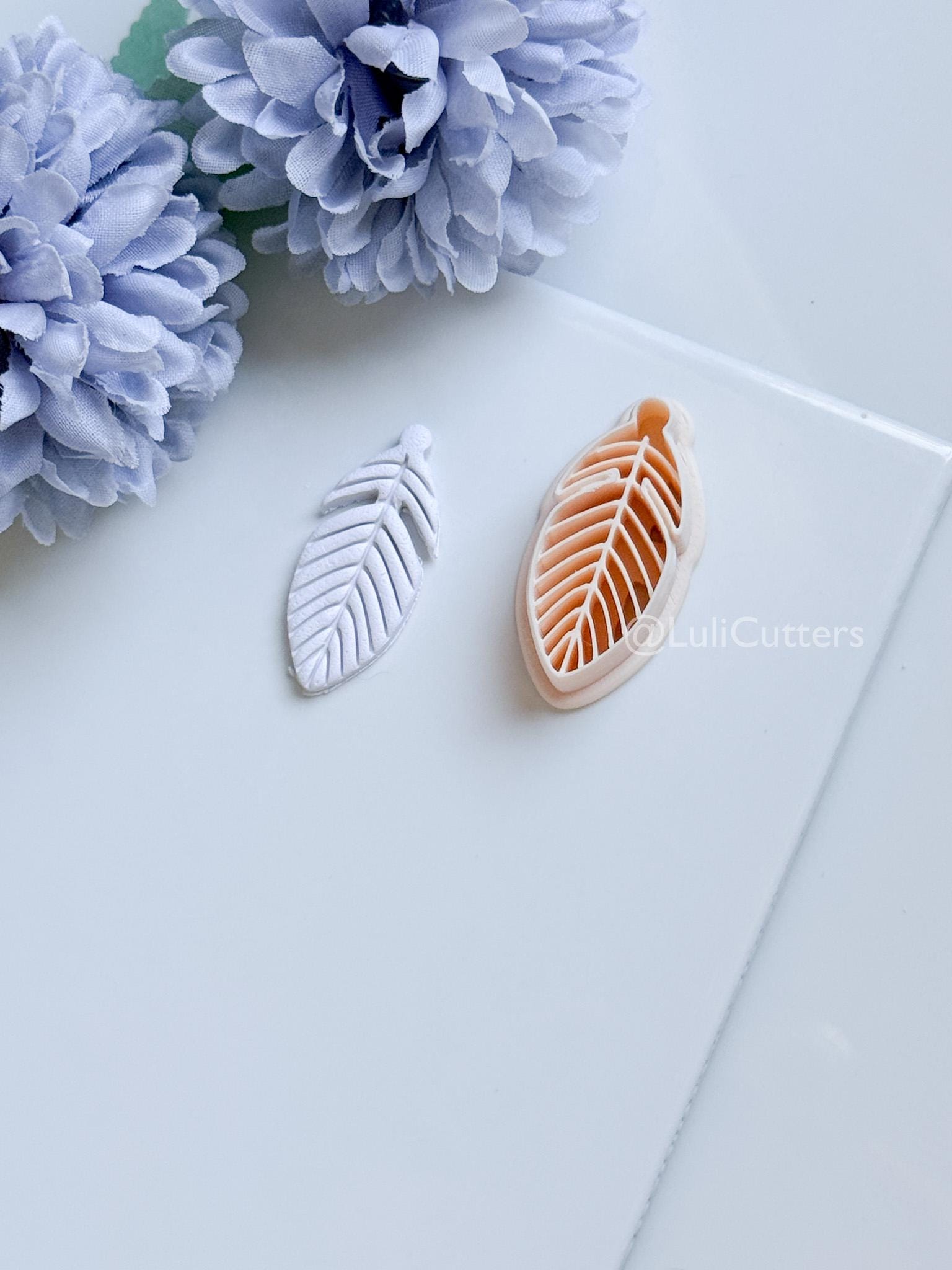 Maren Feather Polymer Clay Cutter: Layered Feather Design for Earrings