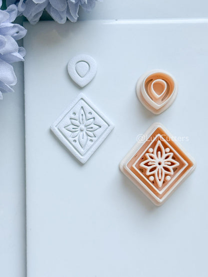 Sena Tile Polymer Clay Cutter: Floral Tile Design for Earrings