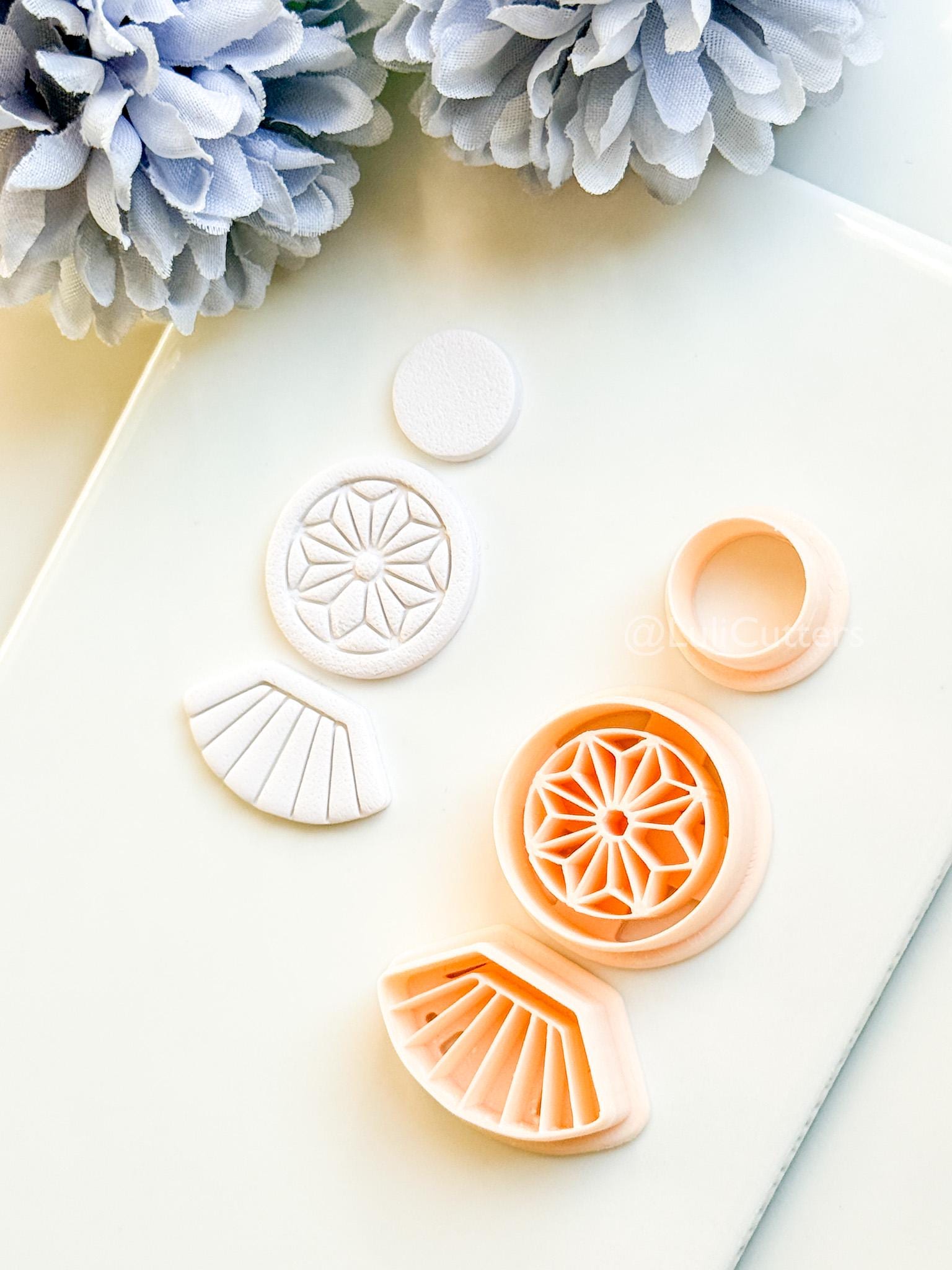 Sola Rae Polymer Clay Cutter: Geometric Tile Fan Design for Earrings