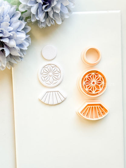 Sola Rae Polymer Clay Cutter: Geometric Tile Fan Design for Earrings