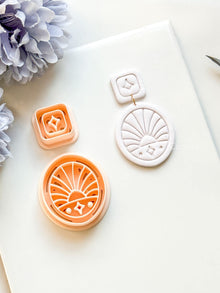 Dawn Bloom Polymer Clay Cutter: Sunrise Fan Design for Earrings
