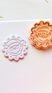 Santa in Wreath Clay Cutter: Christmas Polymer Clay Emboss and Cut Tool