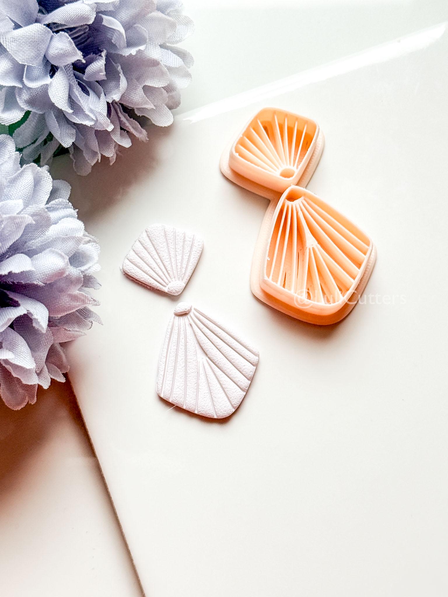 Mariel Polymer Clay Cutter: Layered Fan Shape with Radiating Line Texture