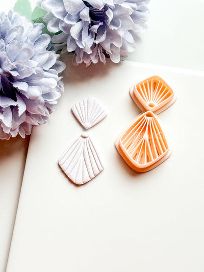 Mariel Polymer Clay Cutter: Layered Fan Shape with Radiating Line Texture