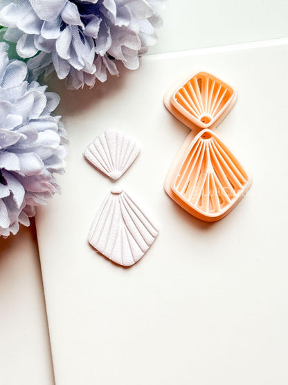 Mariel Polymer Clay Cutter: Layered Fan Shape with Radiating Line Texture
