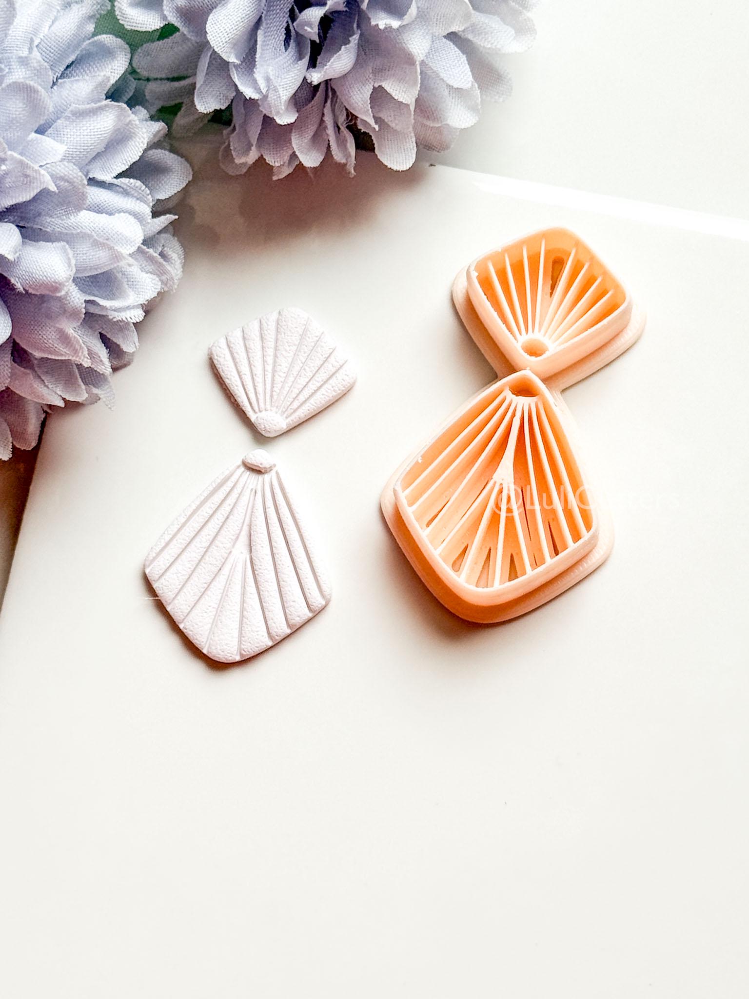 Mariel Polymer Clay Cutter: Layered Fan Shape with Radiating Line Texture