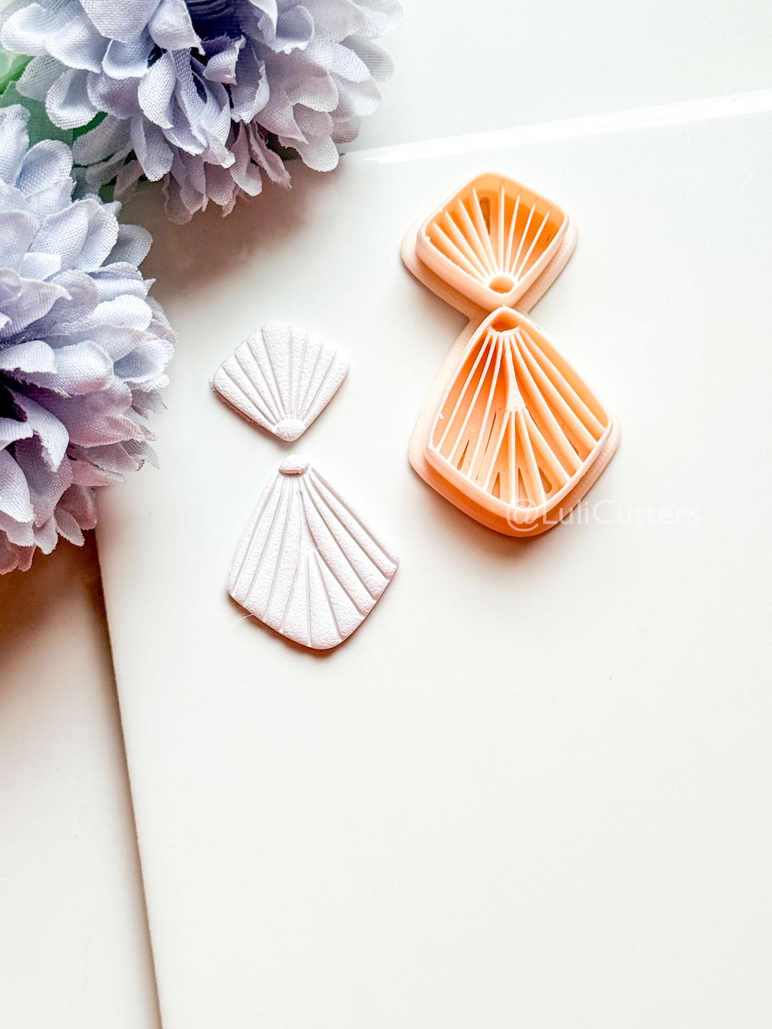 Mariel Polymer Clay Cutter: Layered Fan Shape with Radiating Line Texture
