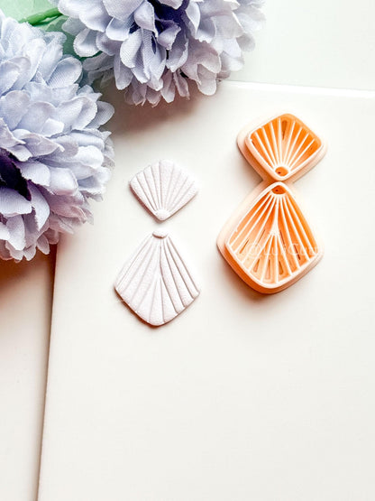 Mariel Polymer Clay Cutter: Layered Fan Shape with Radiating Line Texture