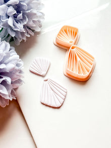 Mariel Polymer Clay Cutter: Layered Fan Shape with Radiating Line Texture
