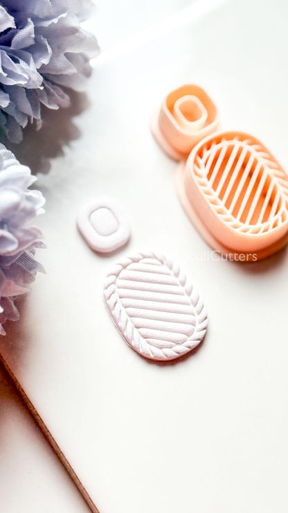 Faye Ribbed Oval Polymer Clay Cutter: Geometric Topper & Textured Base