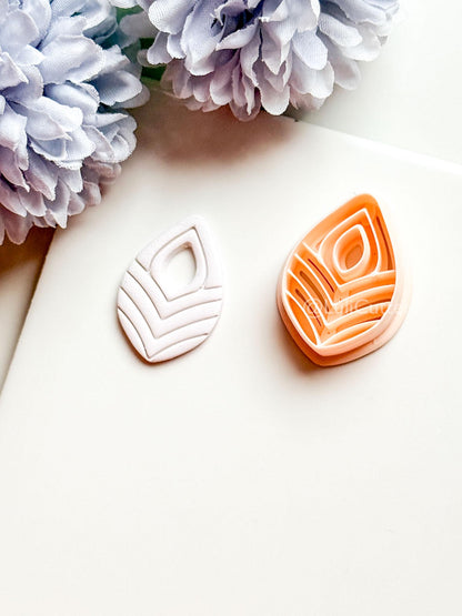 Sia Drop Polymer Clay Cutter: Layered Teardrop Shape with Textured Lines