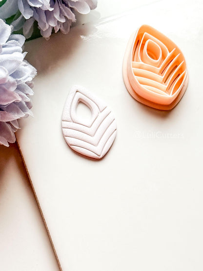 Sia Drop Polymer Clay Cutter: Layered Teardrop Shape with Textured Lines