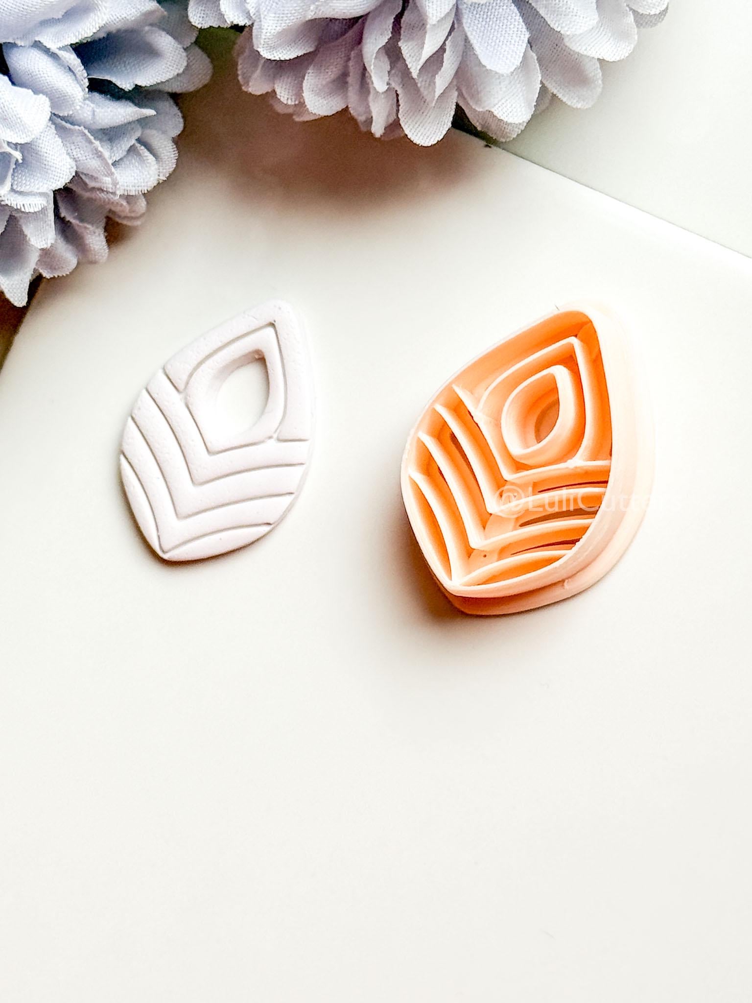 Sia Drop Polymer Clay Cutter: Layered Teardrop Shape with Textured Lines