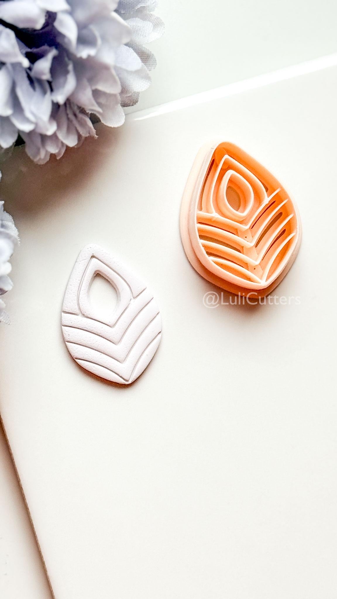 Sia Drop Polymer Clay Cutter: Layered Teardrop Shape with Textured Lines