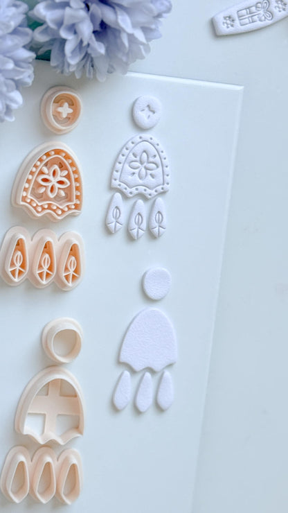 Folkbloom Clay Cutter Set: Floral and Plain Arch Duo