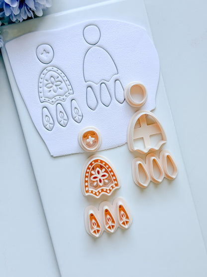 Folkbloom Clay Cutter Set: Floral and Plain Arch Duo