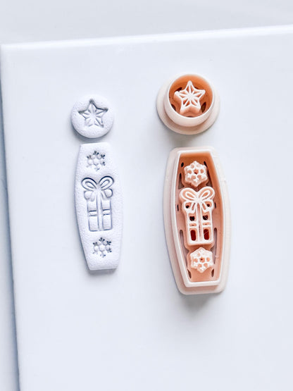 Merry Drop Clay Cutter – Christmas Gift, Star & Snowflake Earring Design