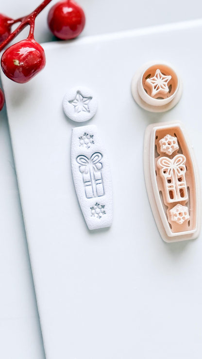 Merry Drop Clay Cutter – Christmas Gift, Star & Snowflake Earring Design