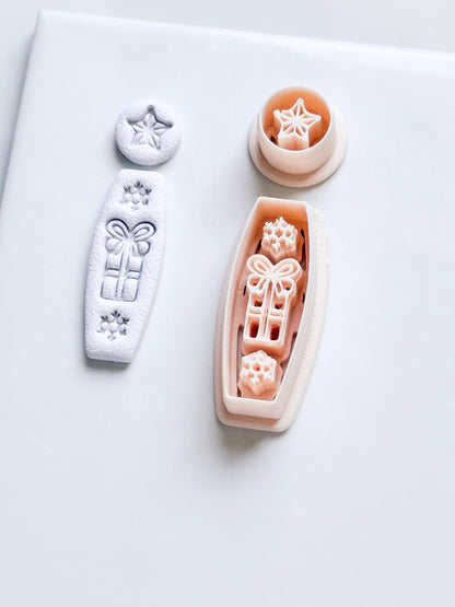 Merry Drop Clay Cutter – Christmas Gift, Star & Snowflake Earring Design