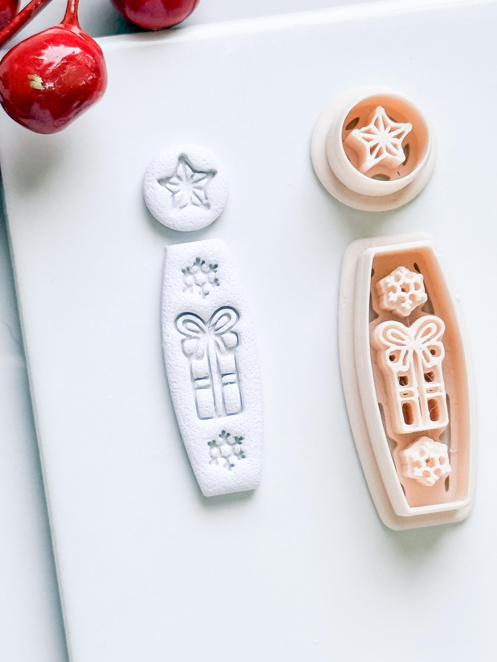 Merry Drop Clay Cutter – Christmas Gift, Star & Snowflake Earring Design