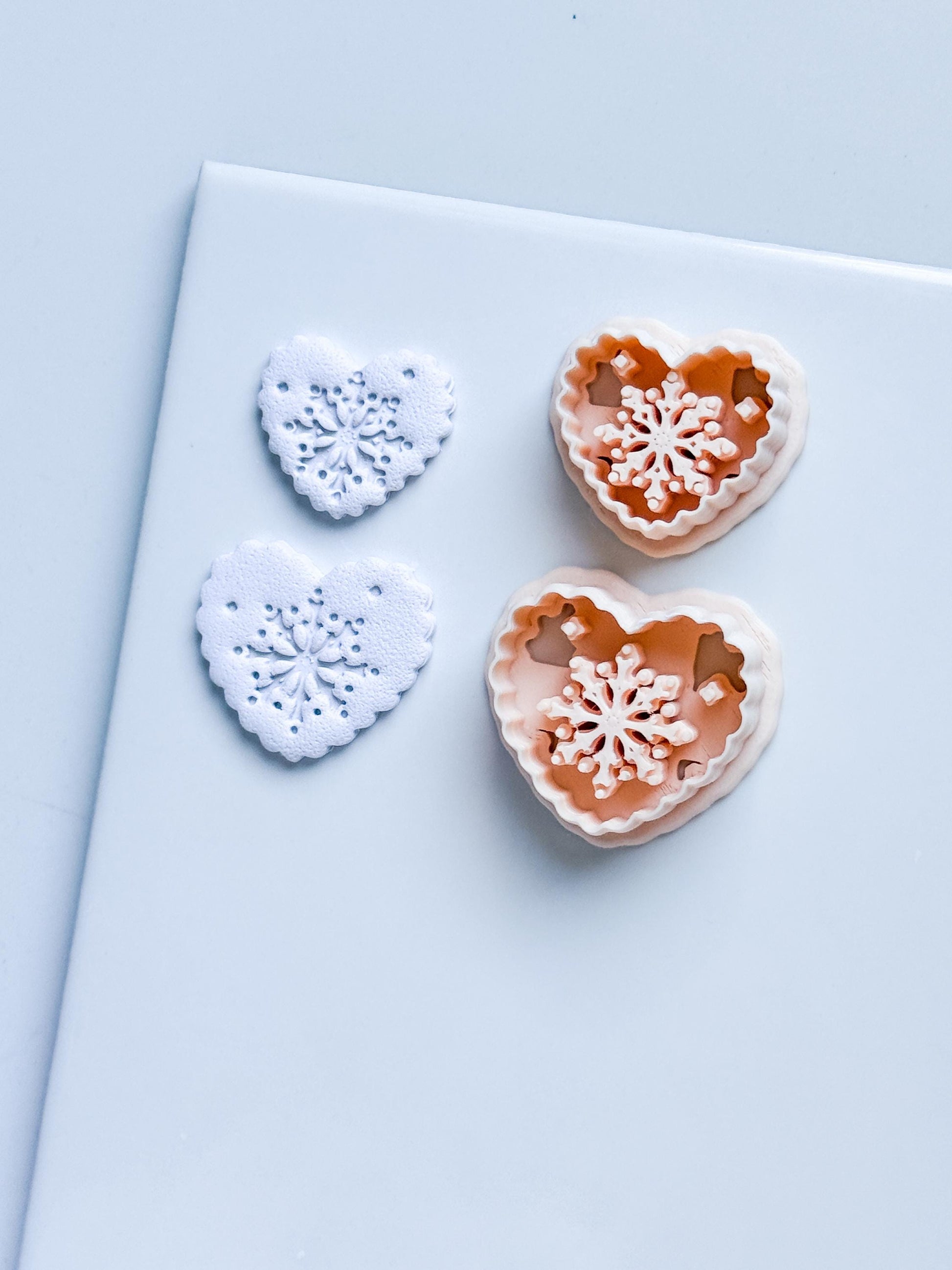 Snowkiss Clay Cutter – Heart Snowflake Earring Design, Christmas Polymer Clay Tool