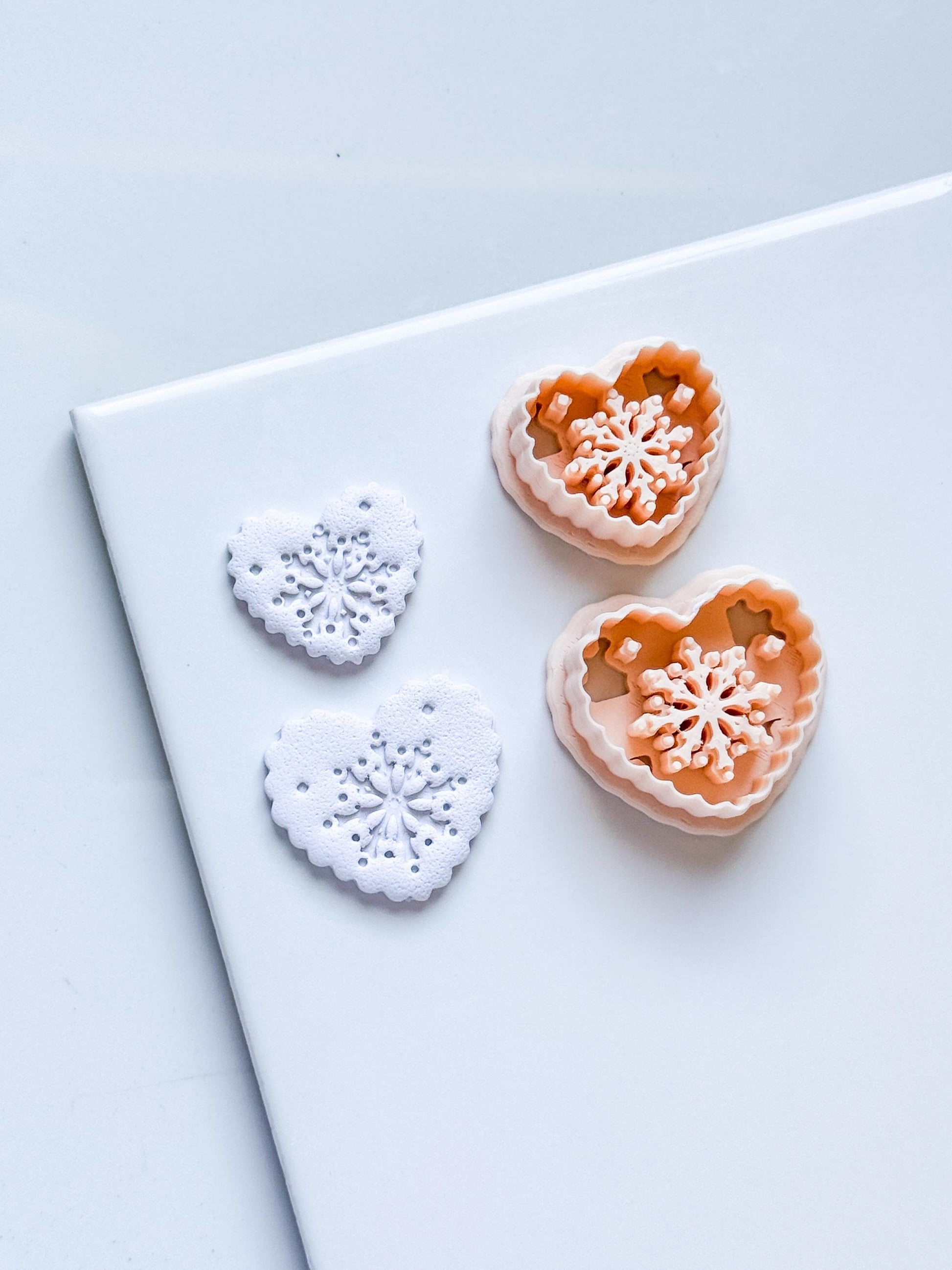 Snowkiss Clay Cutter – Heart Snowflake Earring Design, Christmas Polymer Clay Tool