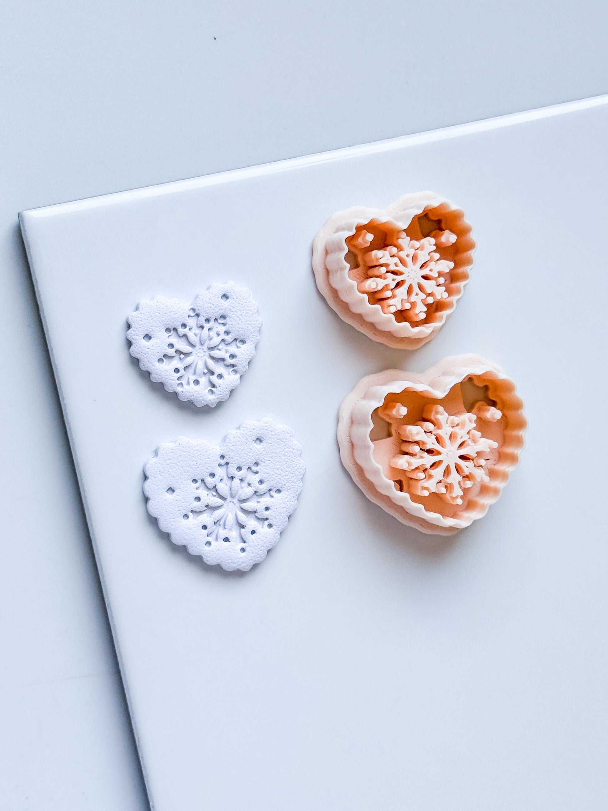 Snowkiss Clay Cutter – Heart Snowflake Earring Design, Christmas Polymer Clay Tool