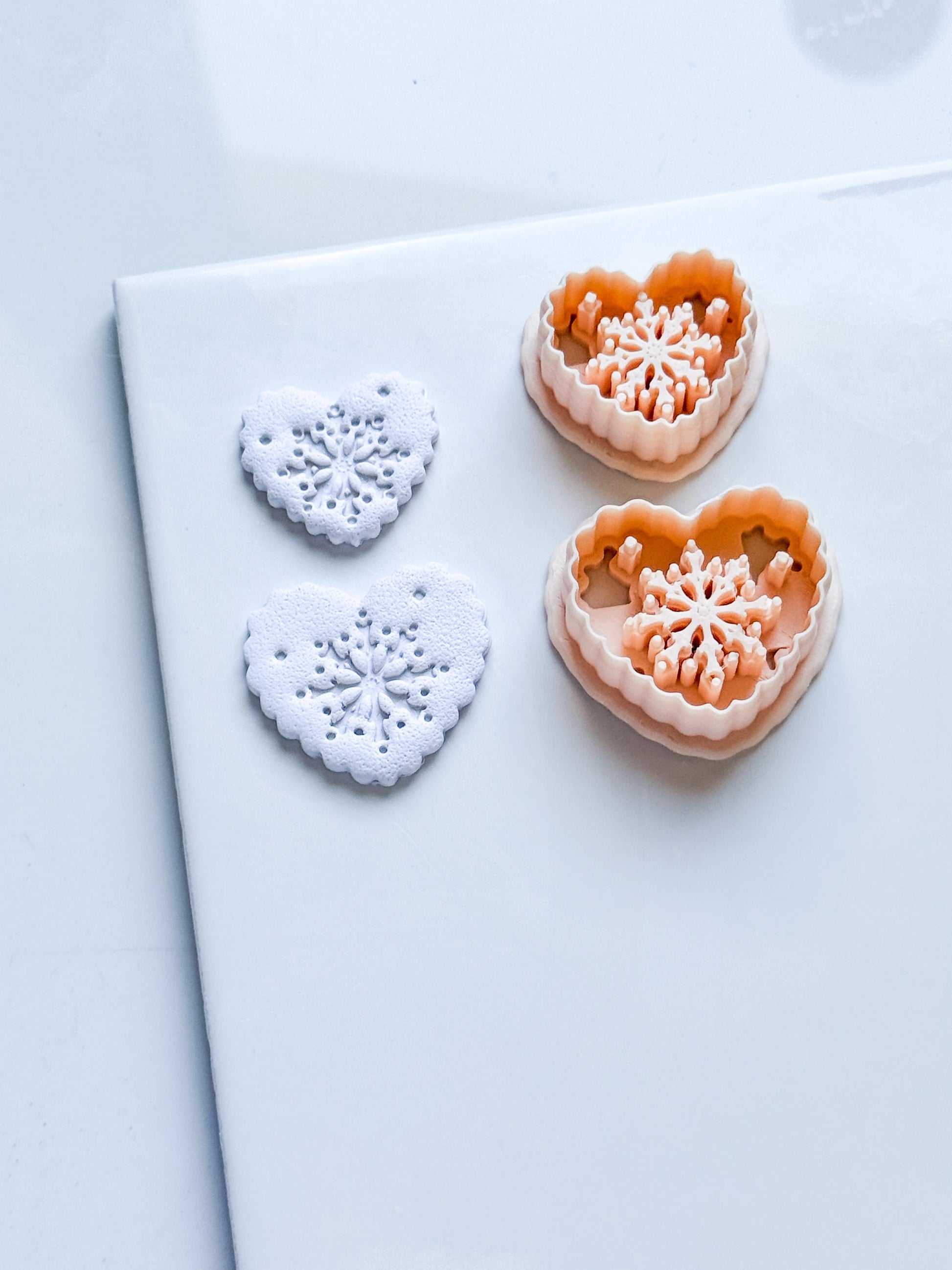 Snowkiss Clay Cutter – Heart Snowflake Earring Design, Christmas Polymer Clay Tool