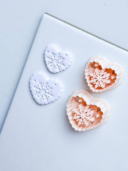 Snowkiss Clay Cutter – Heart Snowflake Earring Design, Christmas Polymer Clay Tool