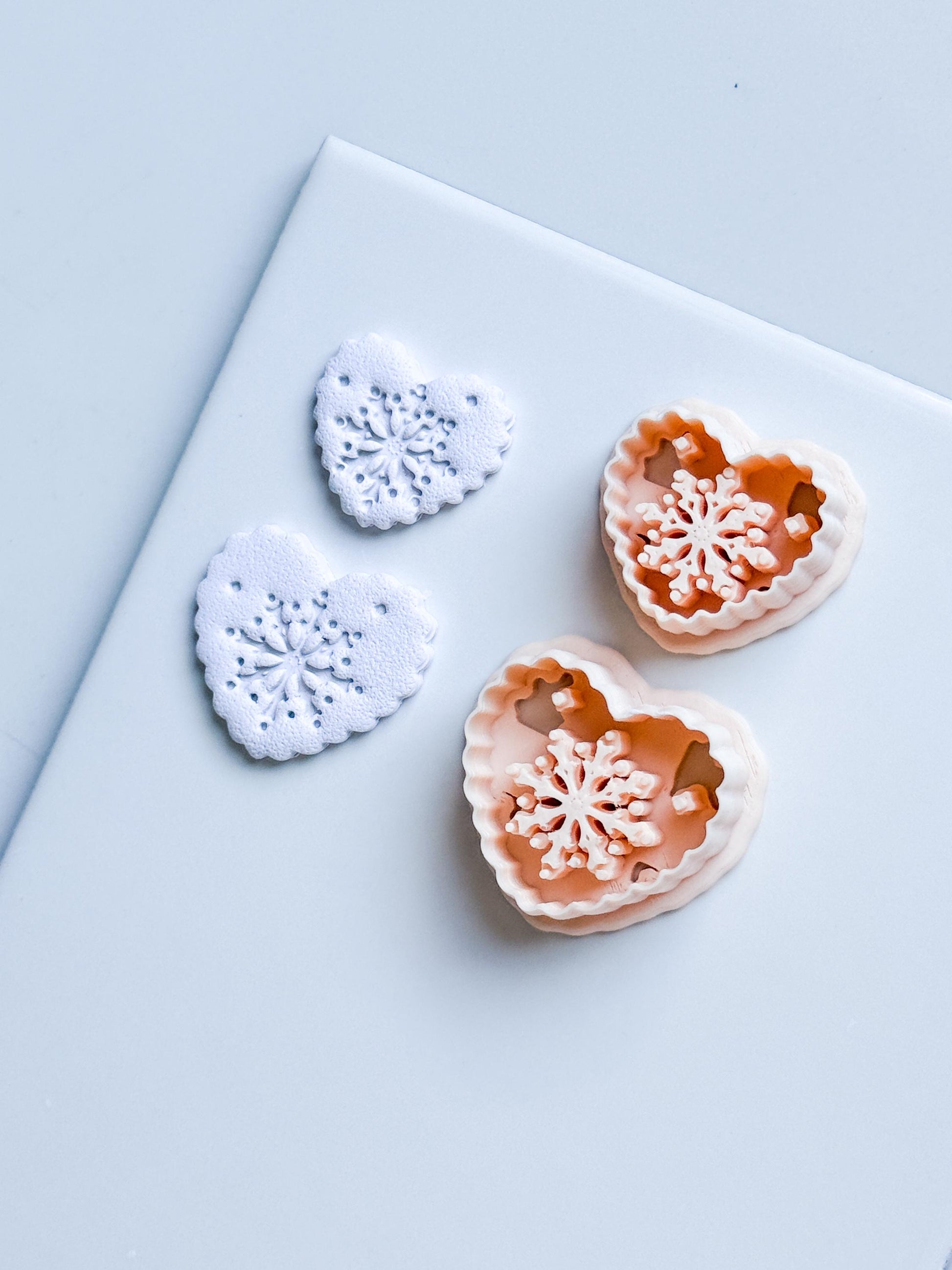 Snowkiss Clay Cutter – Heart Snowflake Earring Design, Christmas Polymer Clay Tool