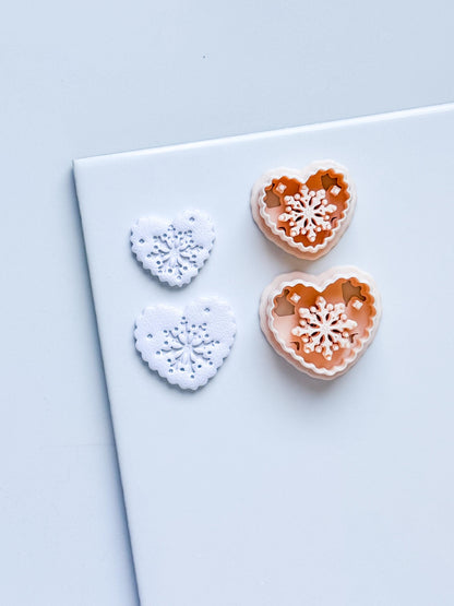 Snowkiss Clay Cutter – Heart Snowflake Earring Design, Christmas Polymer Clay Tool