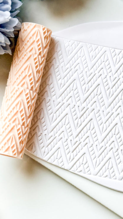 Ethnic Ikat Pattern Texture Roller – Geometric Embossing Tool for Polymer Clay Crafts