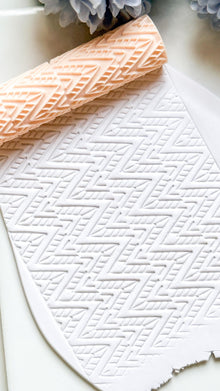 Ethnic Ikat Pattern Texture Roller – Geometric Embossing Tool for Polymer Clay Crafts