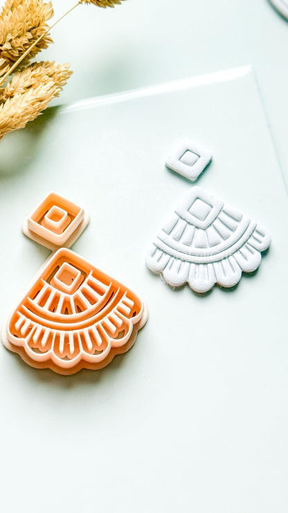 Odette Clay Cutter: Geometric Fan Polymer Clay Earring Shape