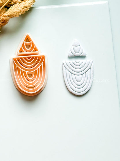 Zuri Polymer Clay Cutter: Layered Drop Shape with Semi-Circle Line Texture