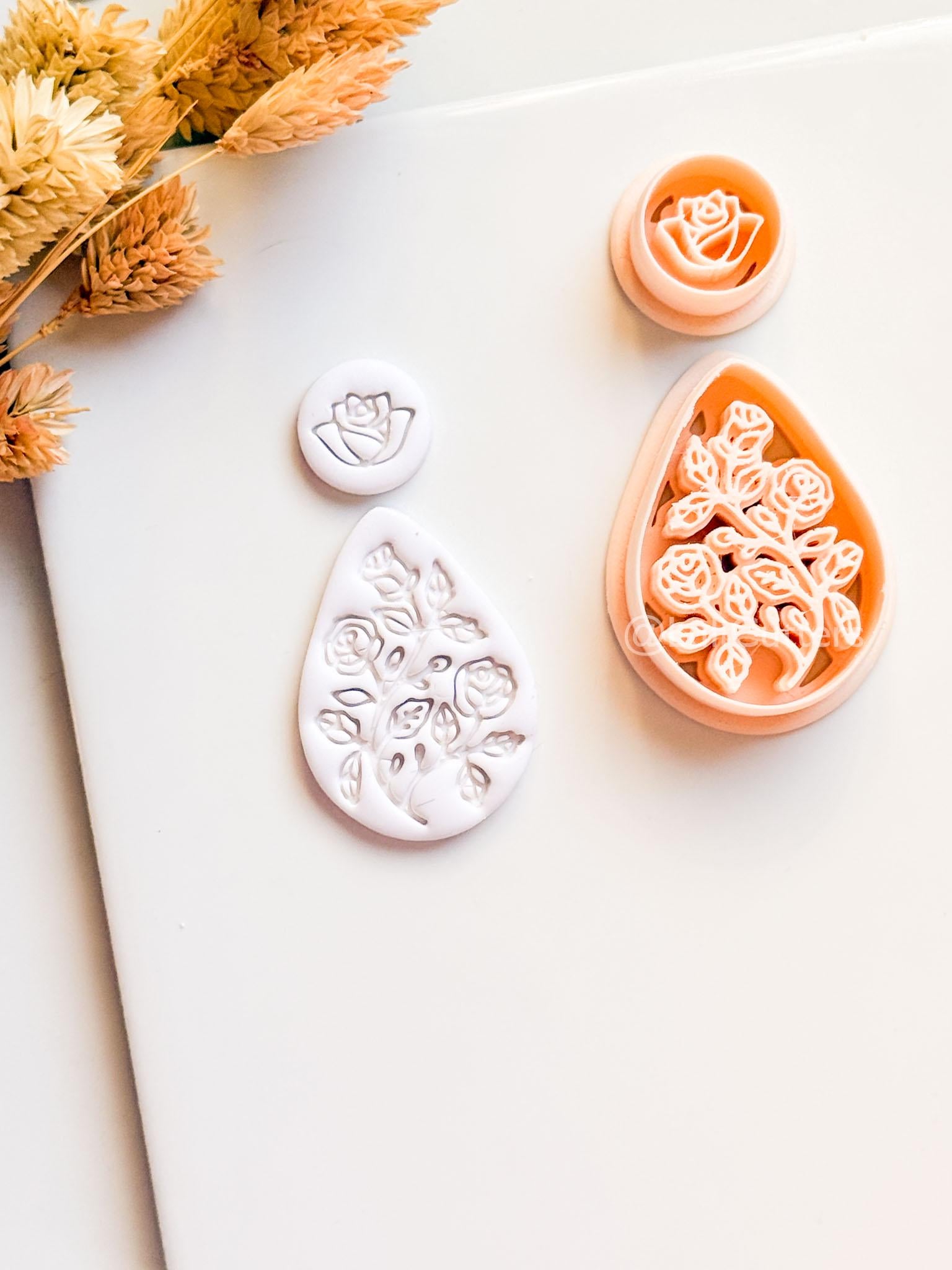 Elodie Garden Clay Cutter: Layered Floral Teardrop Design