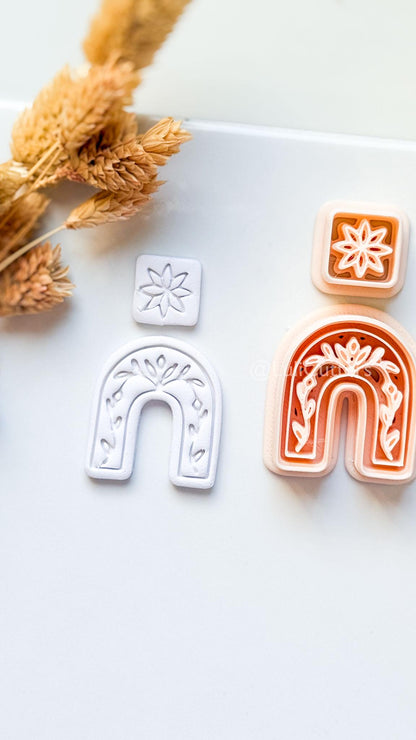 Celine Arch Clay Cutter: Floral Layered Rainbow Design