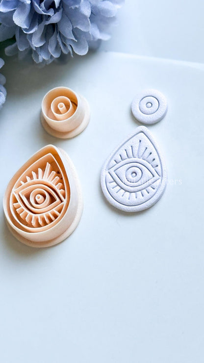 Evil Eye Drop Polymer Clay Cutter: Radiant Eye Design for Earrings