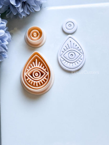 Evil Eye Drop Polymer Clay Cutter: Radiant Eye Design for Earrings