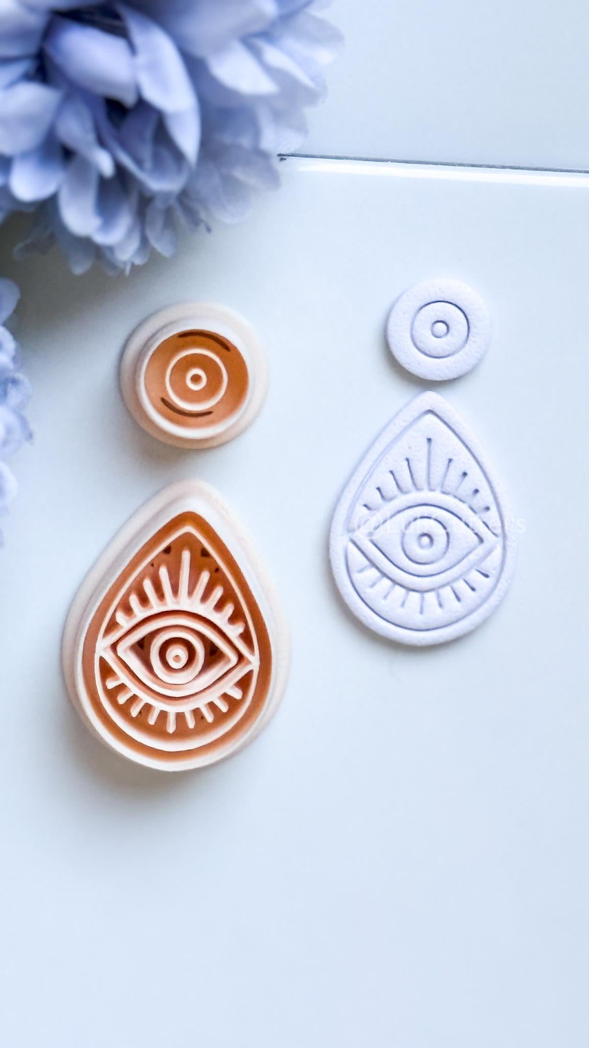 Evil Eye Drop Polymer Clay Cutter: Radiant Eye Design for Earrings
