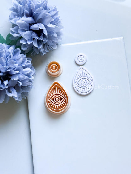 Evil Eye Drop Polymer Clay Cutter: Radiant Eye Design for Earrings