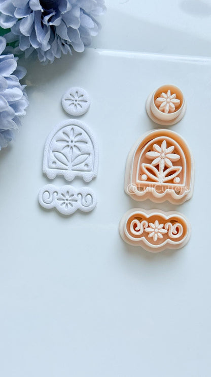 Sora Polymer Clay Cutter: Floral Arch Design for Earrings