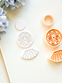 Sola Rae Polymer Clay Cutter: Geometric Tile Fan Design for Earrings
