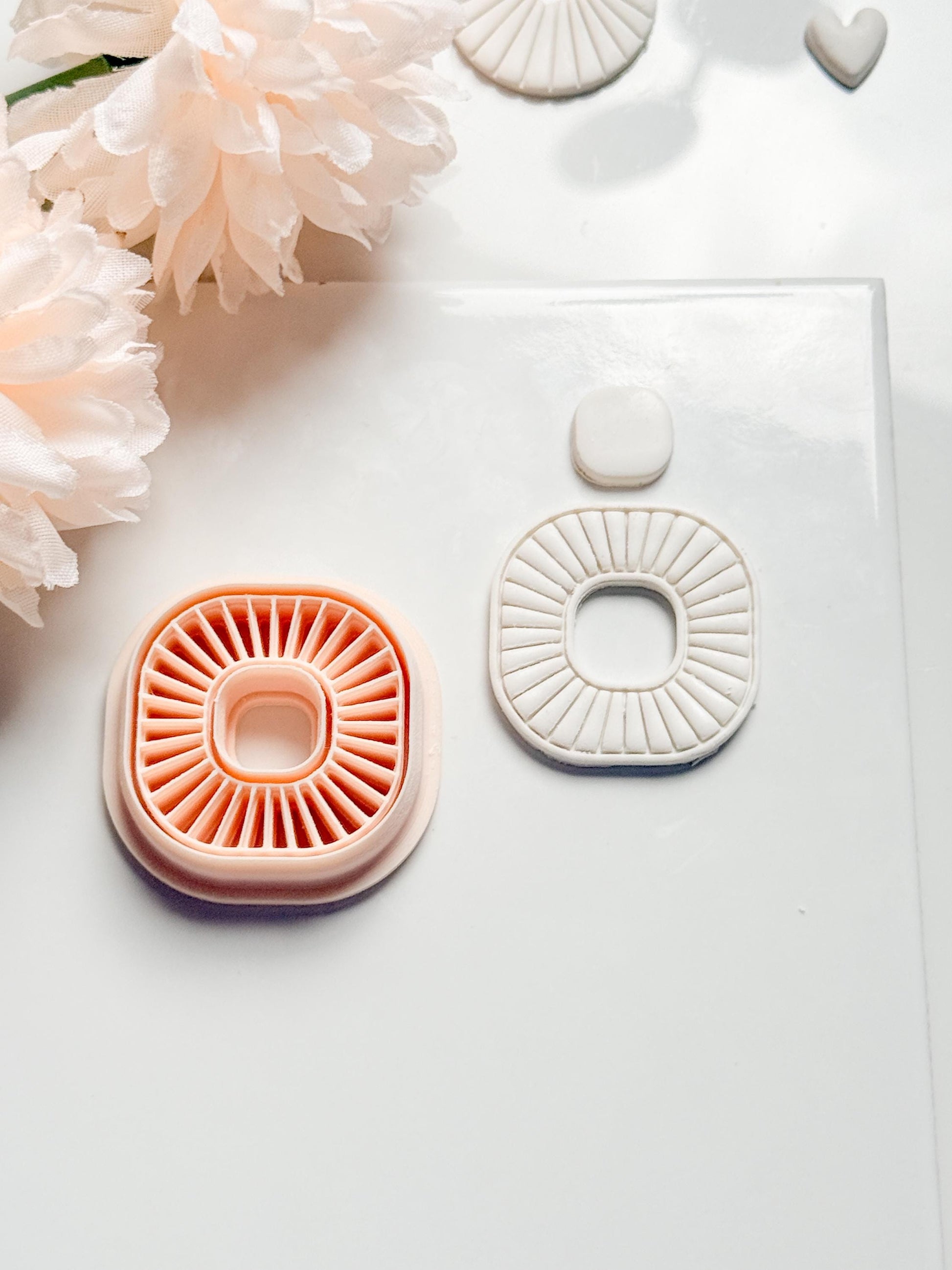 Sunray Square Clay Cutter: Radiating Line Detail for Earrings