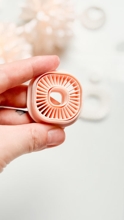 Sunray Square Clay Cutter: Radiating Line Detail for Earrings