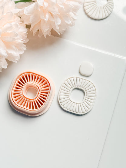 Sunray Square Clay Cutter: Radiating Line Detail for Earrings