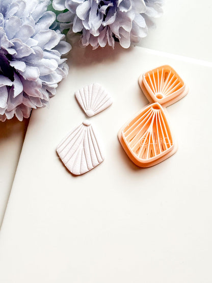 Mariel Polymer Clay Cutter: Layered Fan Shape with Radiating Line Texture