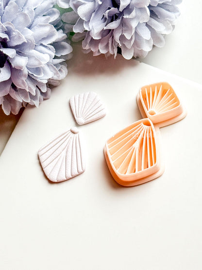 Mariel Polymer Clay Cutter: Layered Fan Shape with Radiating Line Texture