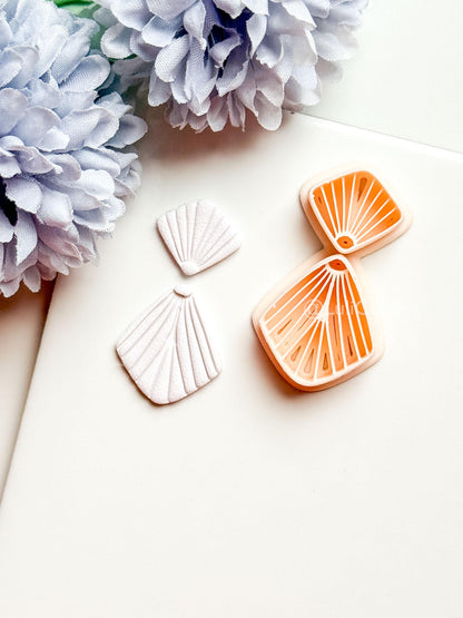 Mariel Polymer Clay Cutter: Layered Fan Shape with Radiating Line Texture